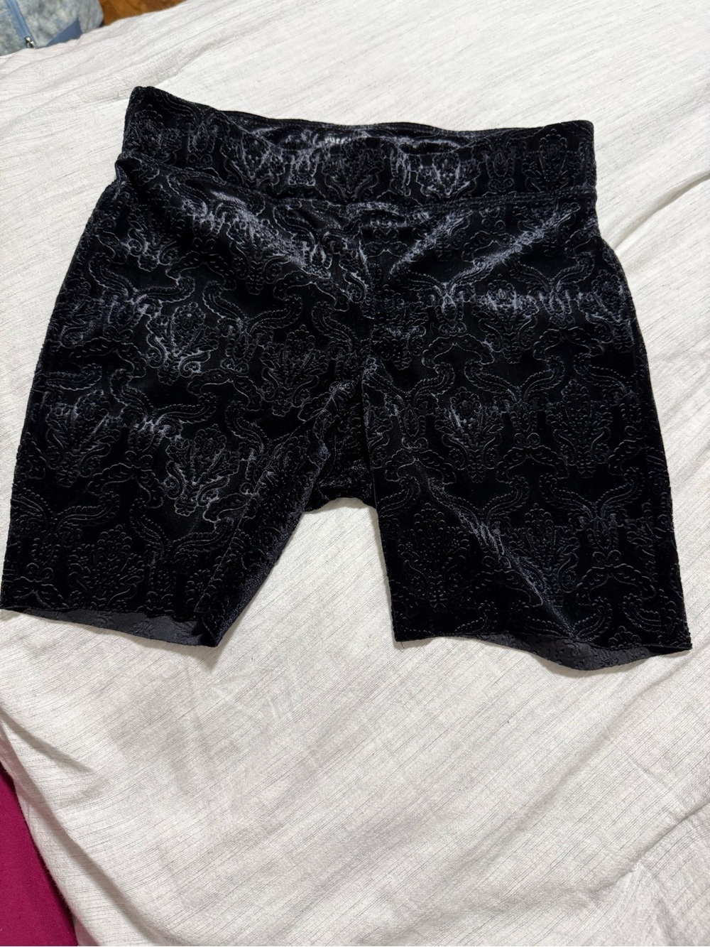 Ruff Hewn Black Velvet Patterned Bike Shorts